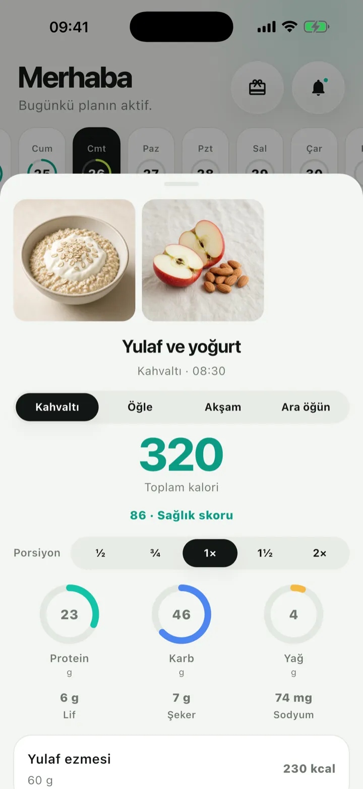 Öğün detayı ekranı
